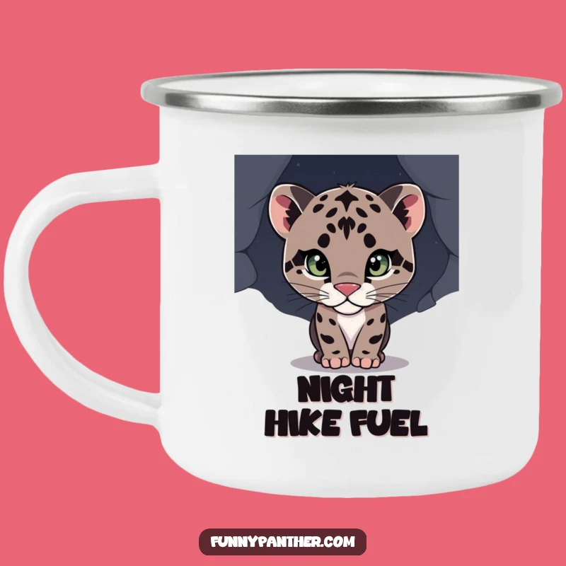 Durable Funny Panther Cub Camping Mug: Curious Cub Peering, Outdoor Gift