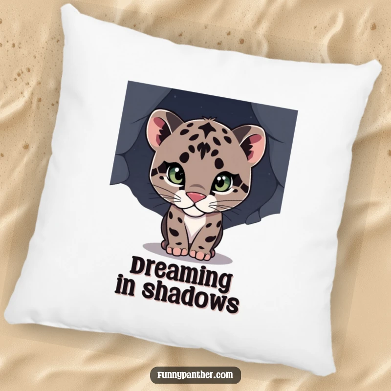 Funny pillow with a soft, curious panther cub design, adding cozy charm and a sense of wonder to any sofa or bed.