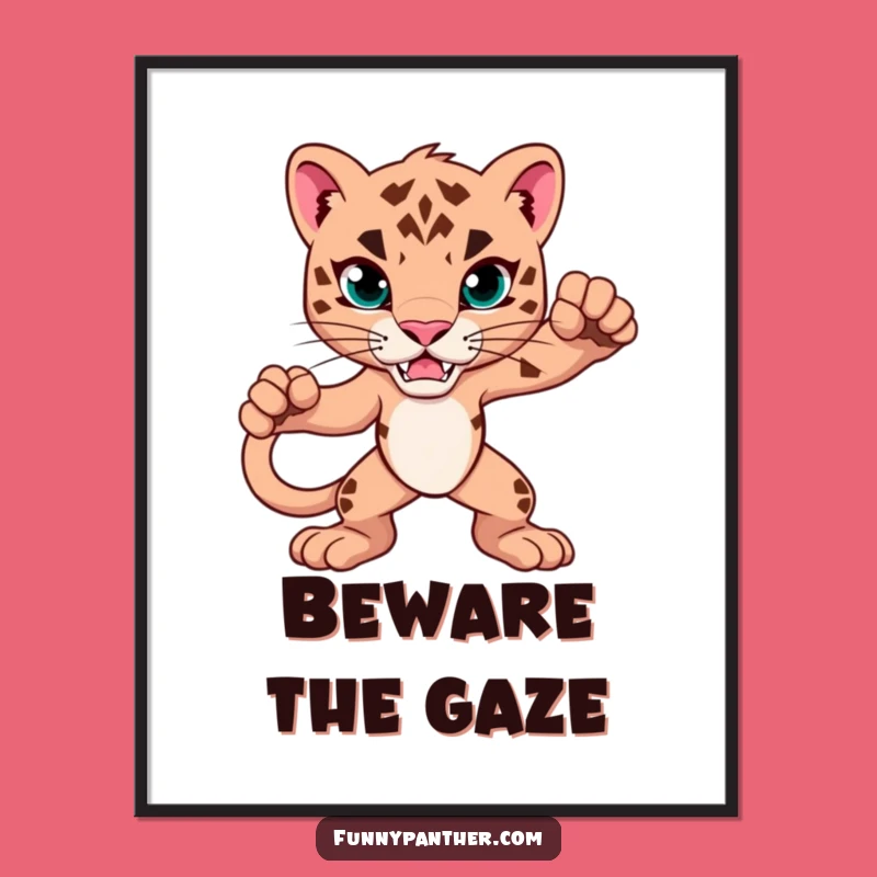 Funny Panther Alert Digital Art Print Wall Decor Gift