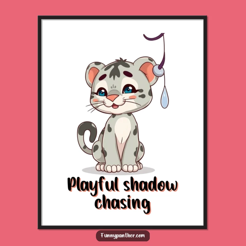 Funny Panther Cub Shadow Digital Art Print: Instant Playfulness for Your Walls!