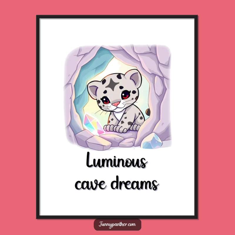 Funny Panther Cub Crystal Cave Digital Art - Enchanted Glow Decor