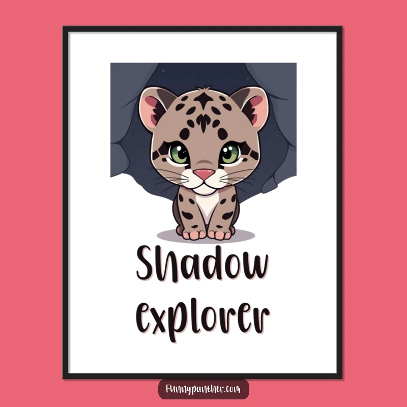 Digital Funny Panther Cub Print: Curious Cub Peering, Instant Wall Art
