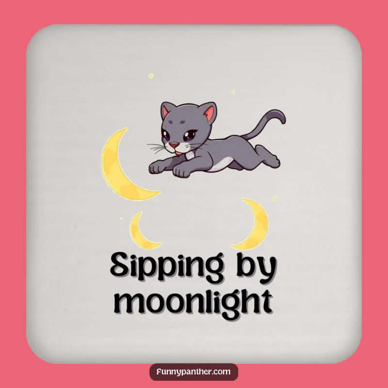 Funny Moon Panther Coaster: Elegant Protection for Your Surfaces