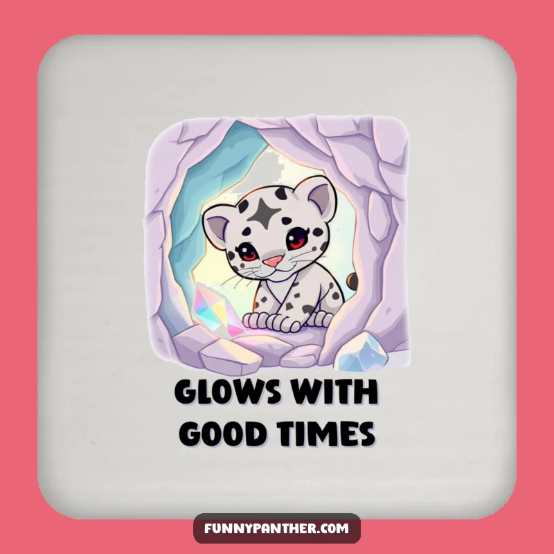 Funny Panther Cub Crystal Cave Coaster - Magical Glow Drink Protection