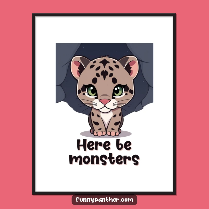Funny Panther Cub Poster: Curious Cub Peering, Wall Art for Adventurers
