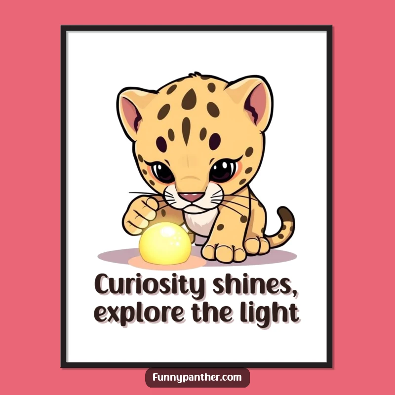 Funny Free Printable Wall Art: Panther Cub Investigating Glowing Object Art!