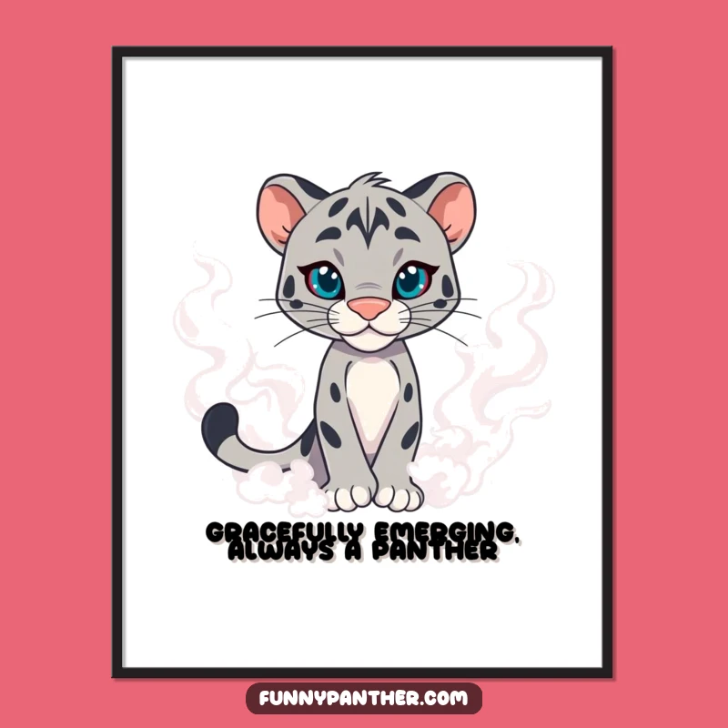 Funny Free Printable Wall Art: Confident Panther Emerging from Mist Mystery Art!