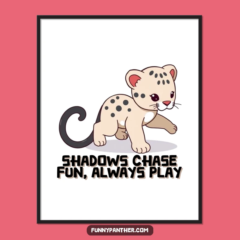 Funny Free Printable Wall Art: Playful Panther Cub Chasing Shadow Tail Art!