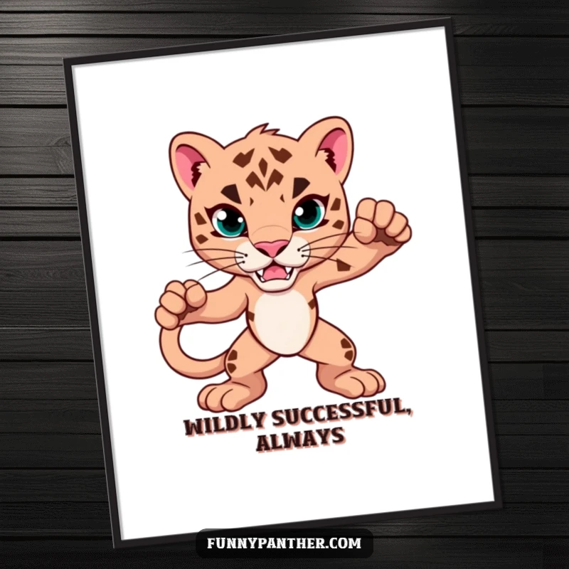 Funny free printable wall art of an alert panther striking a powerful, confident pose, an instant conversation starter.