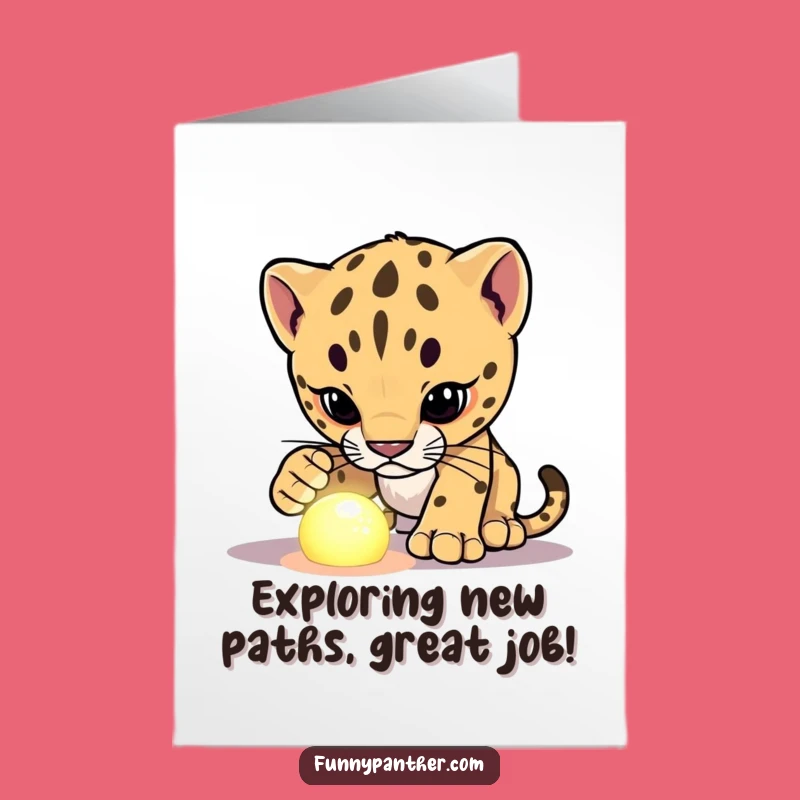 Free Printable Congrats Card: Panther Cub's Glowing Discovery for Your Success!