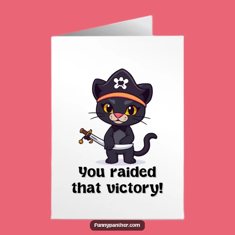 Free Printable Congrats Card: Funny Pirate Panther Downloadable Gift