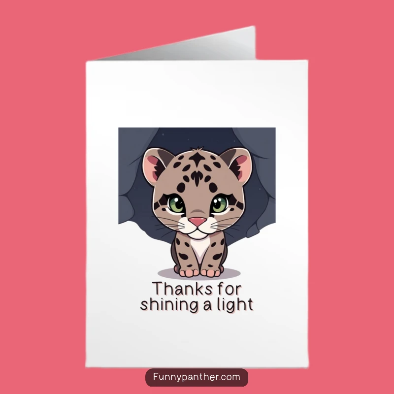 Free Printable Thank You Card: Curious Panther Cub Appreciative Funny Downloadable Gift Idea