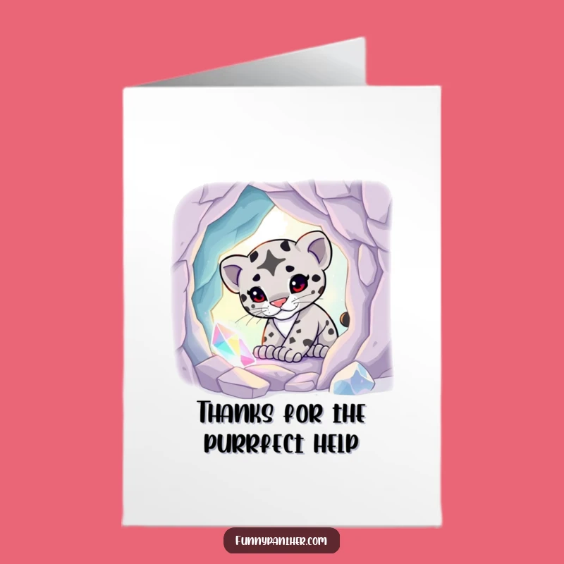 Free Printable Thank You Card: Grateful Panther Cub in Crystal Cave, Shining Downloadable Gift