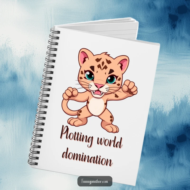 Funny Notebook featuring an alert panther design. Ideal for jotting down notes, ideas, or to-do lists with a humorous touch.