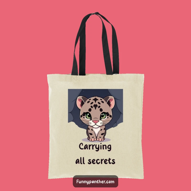 Funny Panther Cub Tote Bag: Curious Cub Peering, Eco-Friendly Carryall